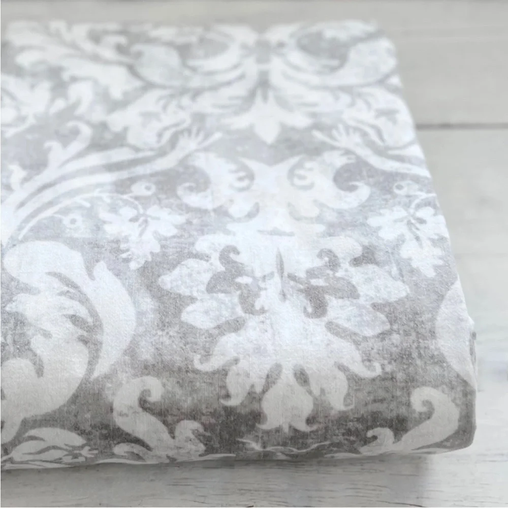 Pottery Barn Talisa Damask Medallion KING Duvet Cover Gray Linen Cotton Blend PB
